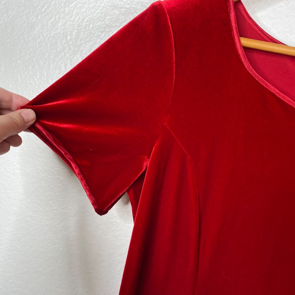 Coldwater Creek Women's Velvet Long Short Sleeves Holiday Dress Red Size 12 - Picture 5 of 13